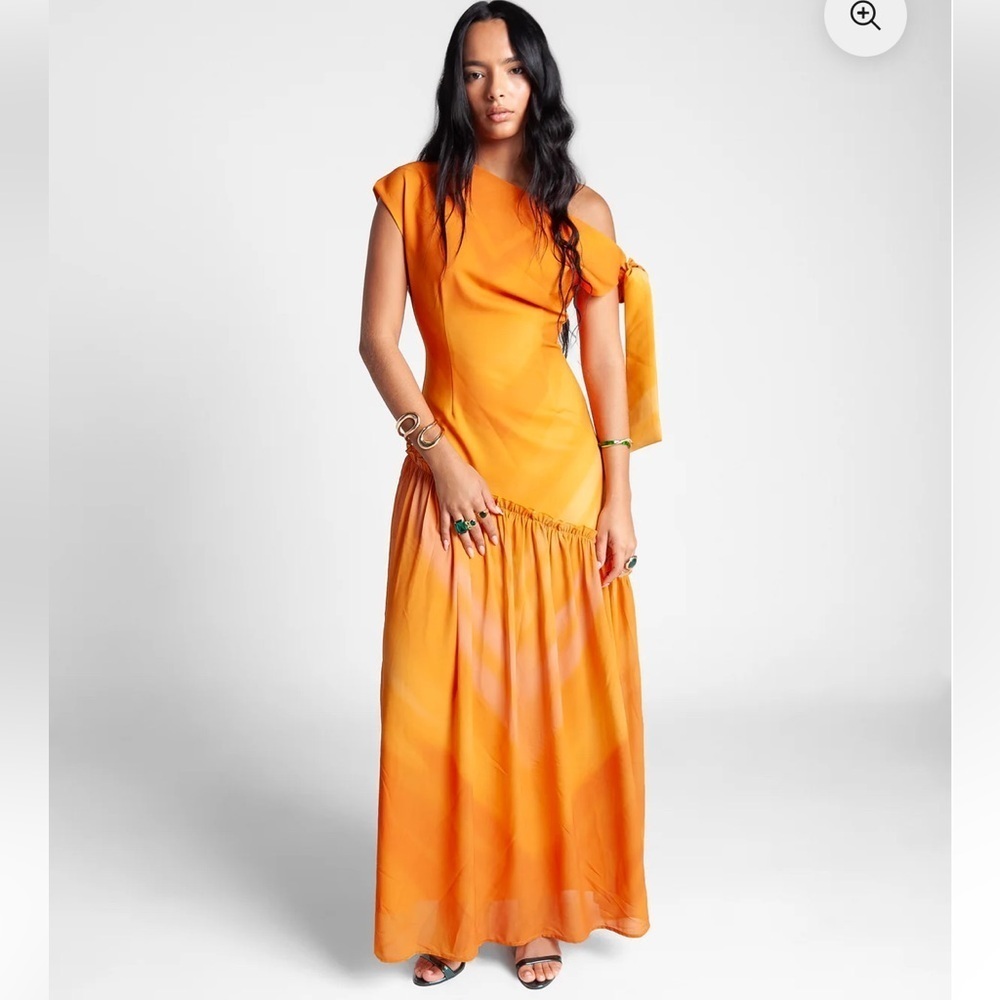 NWT Richantee Asymmetrical Maxi Dress Sunset Ember Orange Size S